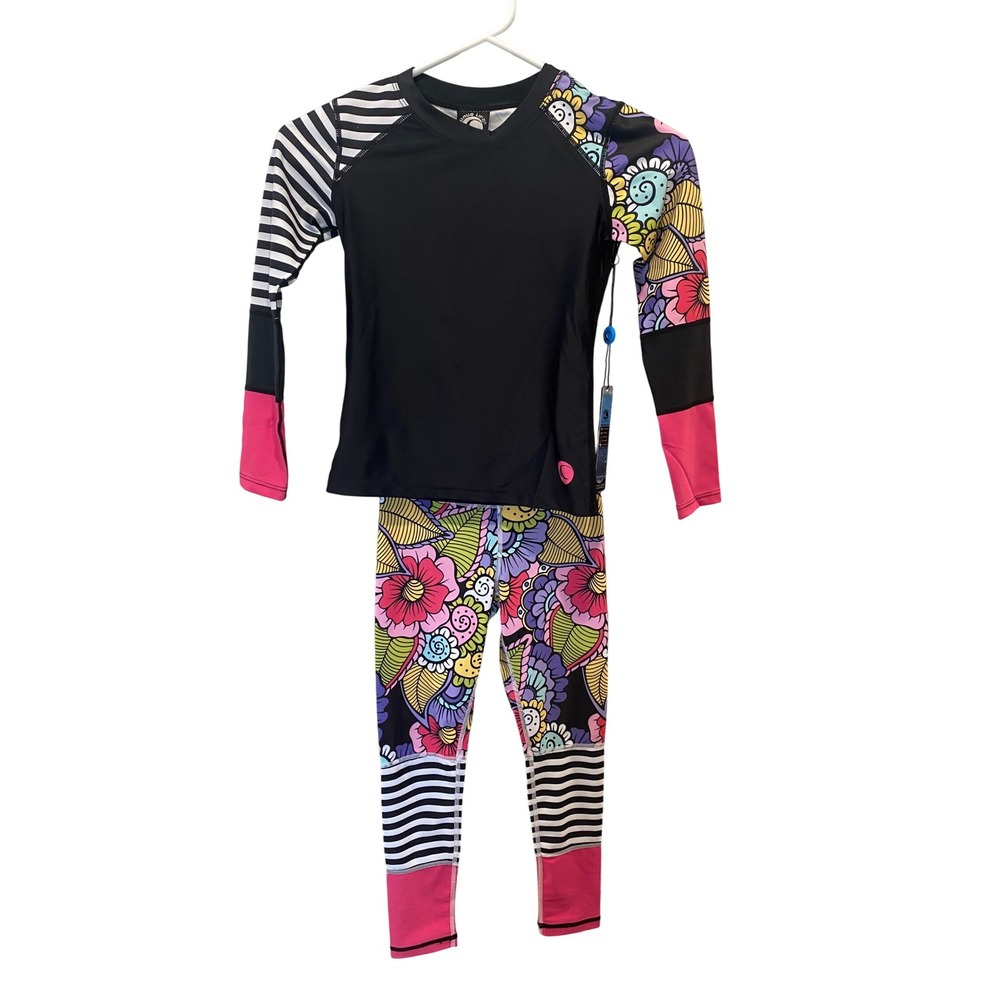 Wave Life Rash Guard Swim Set UPF 50+ Cooling Tek Sun Protection‎ Girls S/XS